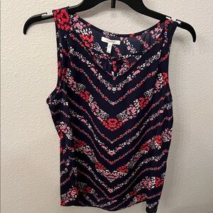 Maurices Chevron Floral Tank Top - Navy and Pink